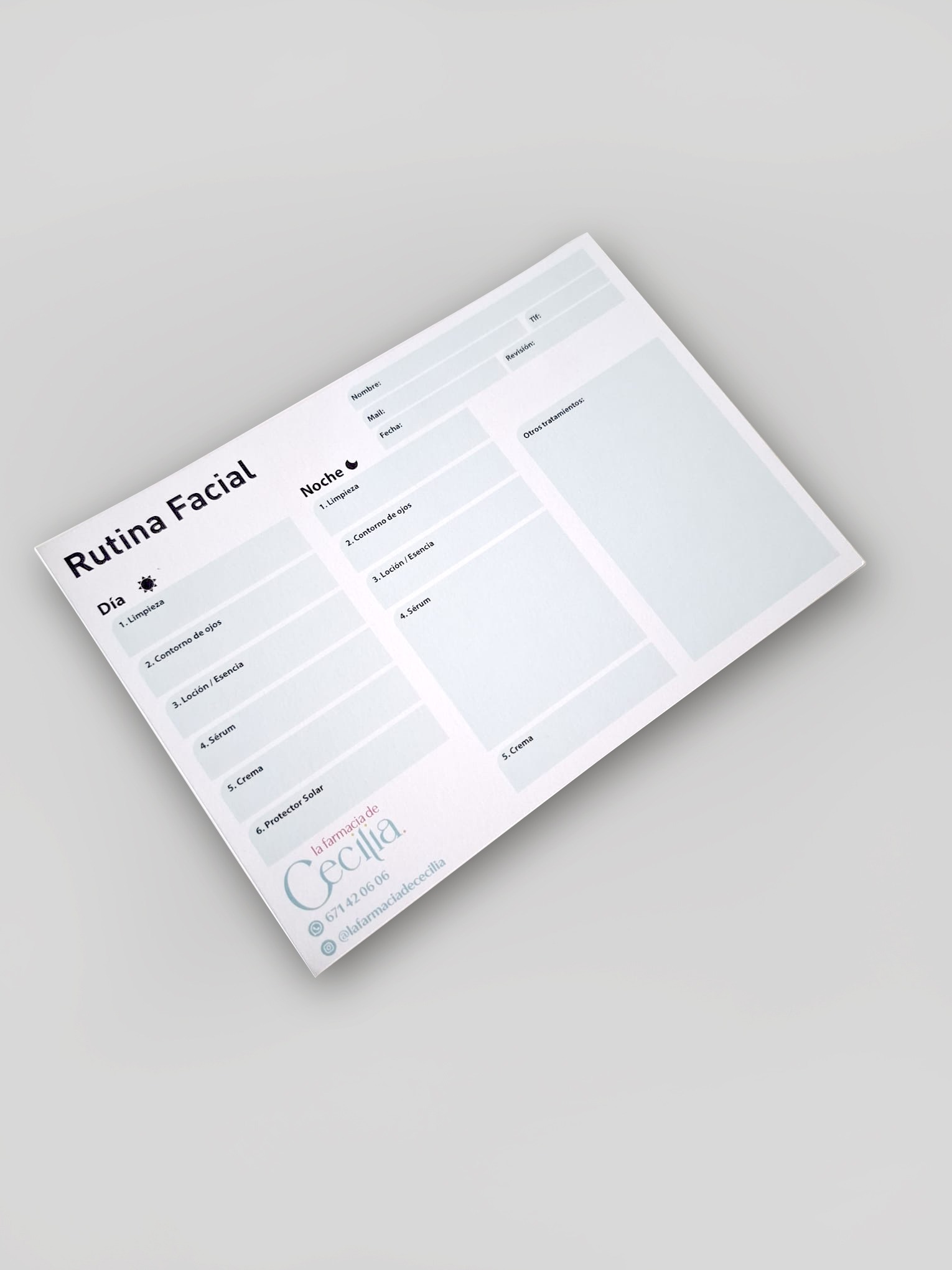 Tarjeta de rutina Facial