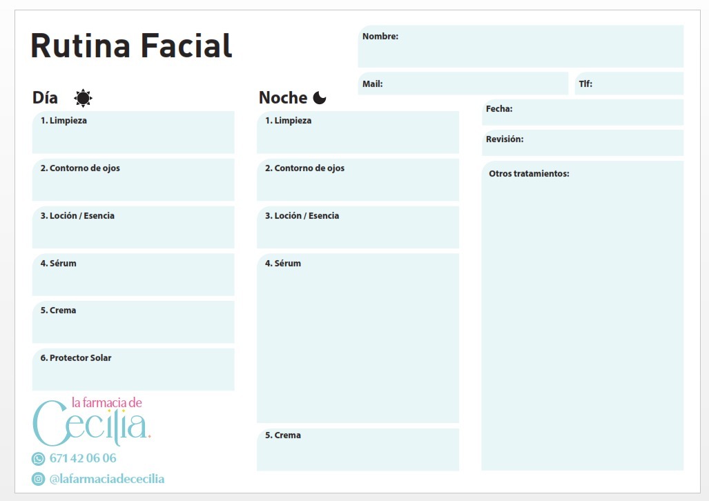 Tarjetón Rutina Facial